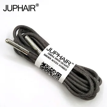 

1-12 Pairs Dark Gray High Quality Unise Laces Waxed Round Shoelaces Sneaker Solid Polyester Twisted Shoes Metal Head Shoelaces