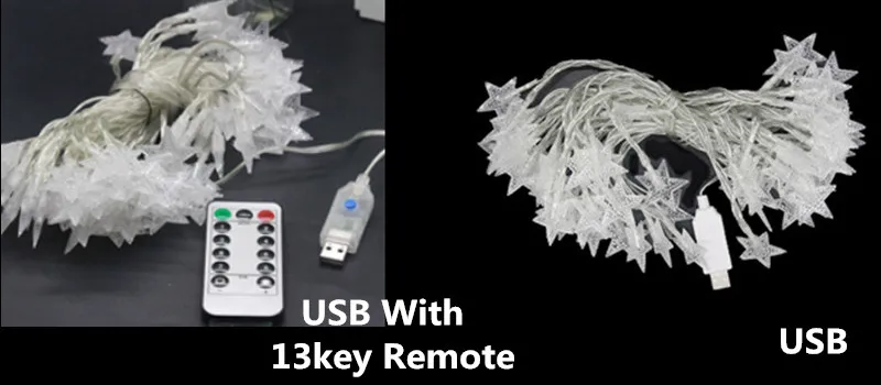 3 м/10 м Рождество светодио дный строки DC5V USB романтическая Фея Звезда светодио дный строка освещение на праздник свадебный венок вечерние украшения