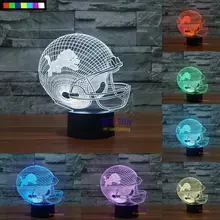 NFL Detroit Lions 3D Night Light 1 Set Free Shipping 7 Colors Change LED Table Lamp Xmas Gift Creative Night Lamp