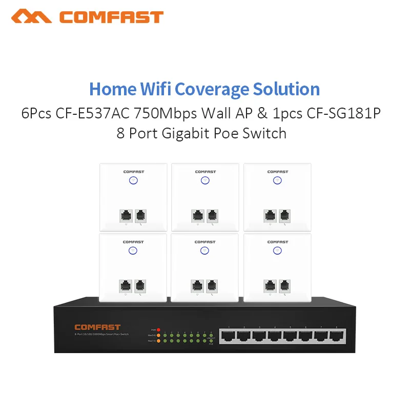 Домашняя Wifi крышка решение Comfast 6 шт. CF E537AC 750 Мбит/с RJ45 + RJ11 настенный AP 86 панель 1