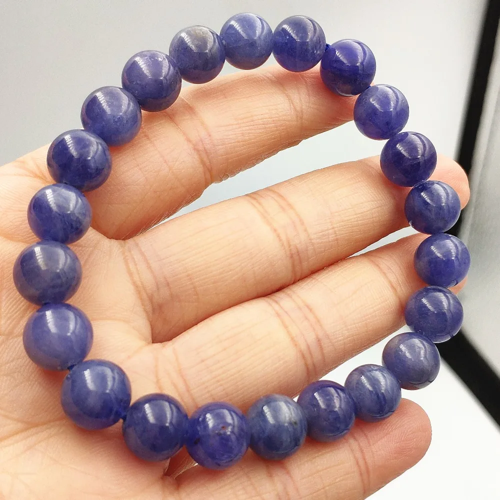 

Genuine Natural Blue Tanzania Tanzanite Woman Beads Man Bracelet Gemstone 9mm Round Beads Stretch Crystal Bracelet AAAAA