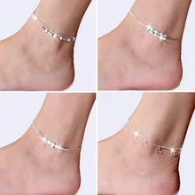 New fashion jewelry silver color heart beads star mix design anklet for women girl wholesale AN53