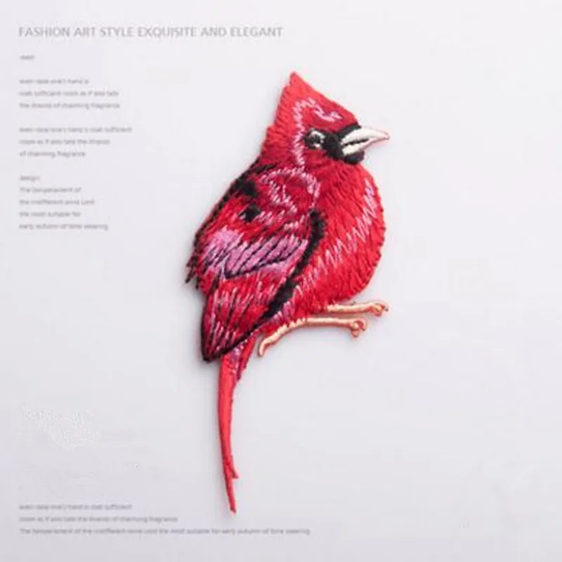 

1 Pc Bird Parrot Cardinal Peacock Applique DIY Patches Embroidered Iron On Stick On Patch