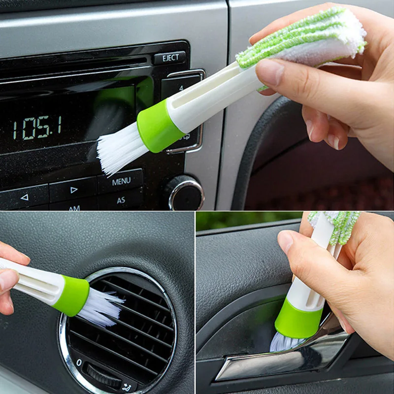 

1pc Multifunctional Keyboard Cleaner Microfiber Car Vent Brush Dusting Blinds Cleaning Brushes Double Ended Mini Duster