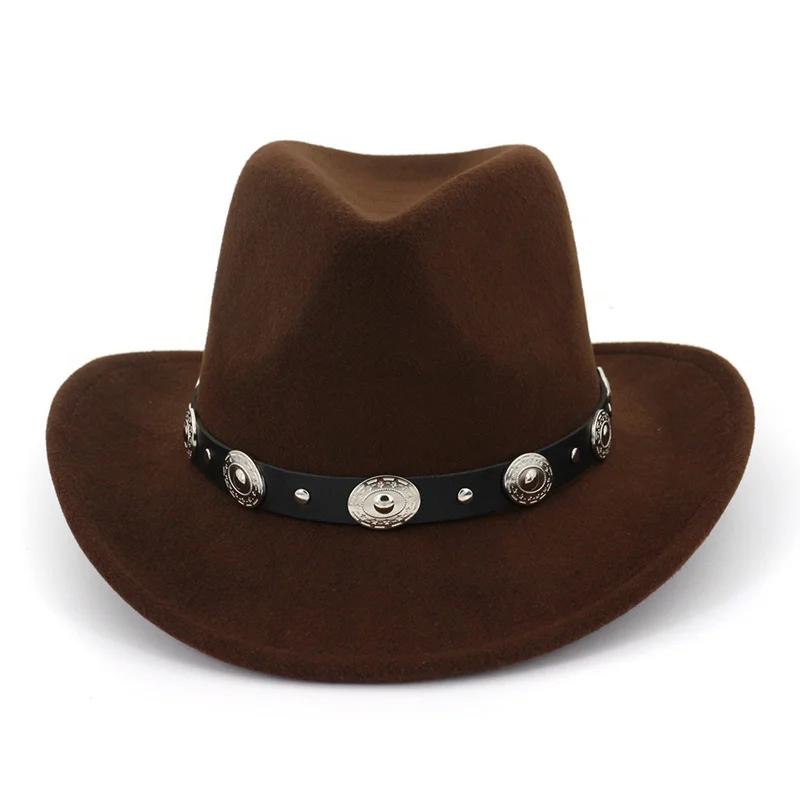 

Winter New Unisex Felt Western Cowboy Hat Solid Imitation Wool Fedoras Tourist Cap Outdoor Wide Brim Jazz Caps