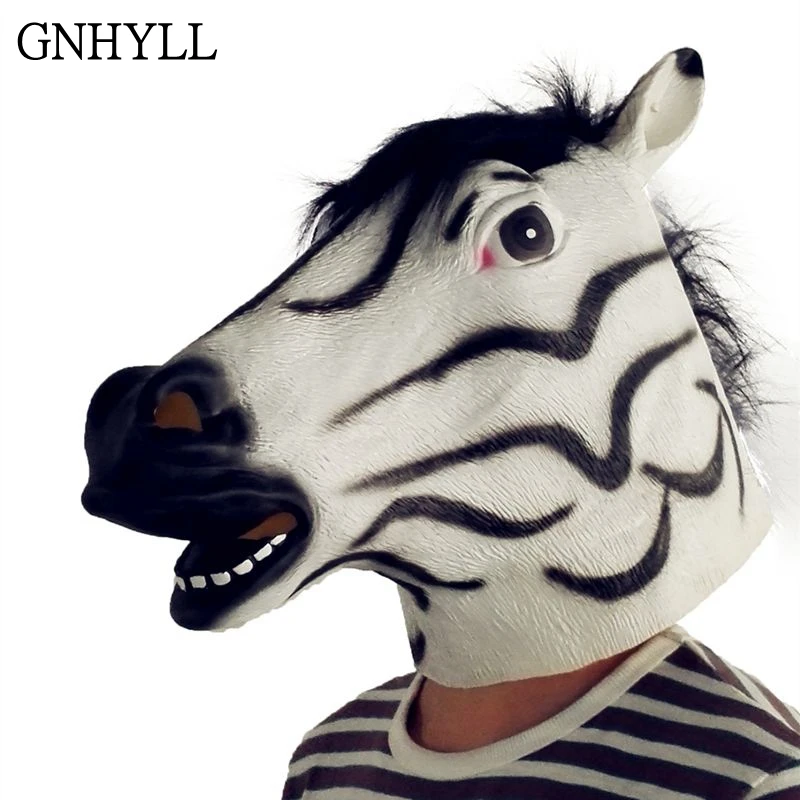 

GNHYLL Funny Halloween Mask Natural Latex Horse Head Mask Party Masquerade Mask Zebra Mask