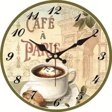 WONZOM винтажные настенные часы кафе кофе дизайн Relogio де Parede большие бесшумные часы для гостиной Потертый Шик Кухня Saat Home