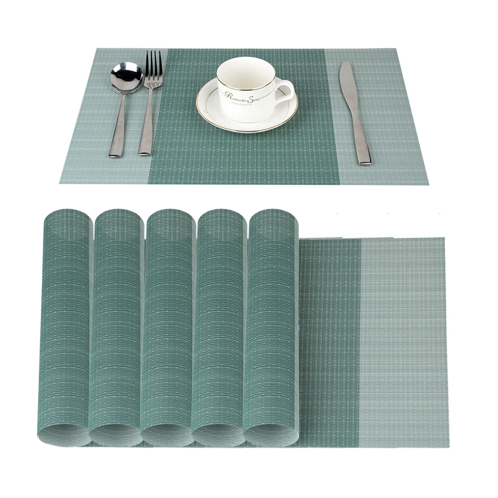 

45*30 CM Placemats Heat Insulation PVC Placemat Stain-resistant Crossweave Woven Table Mats for Kitchen Set of 6