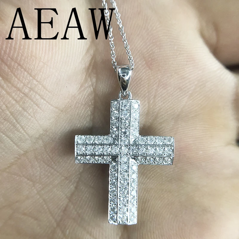 Женский шейный платок AEAW из стерлингового серебра в форме крестиков Moissanite DF Color 1
