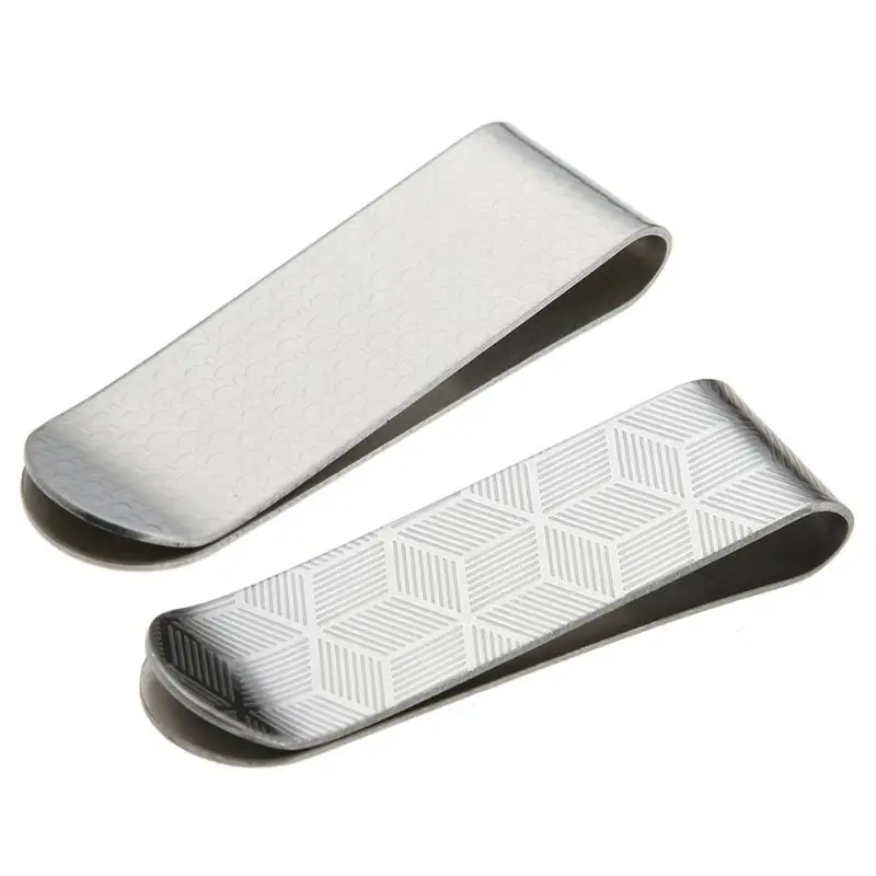 

Metal Stainless Steel Money Clips Folder Stripe Print Silver Cash Clamp Holder Wallet Slim Card ID Money Clips Men Women