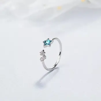 

Personality Vintage 925 Sterling Silver Star Crystal Rings For Women Fashion Retro Antique Rings Bridal Wedding Jewelry Anillos