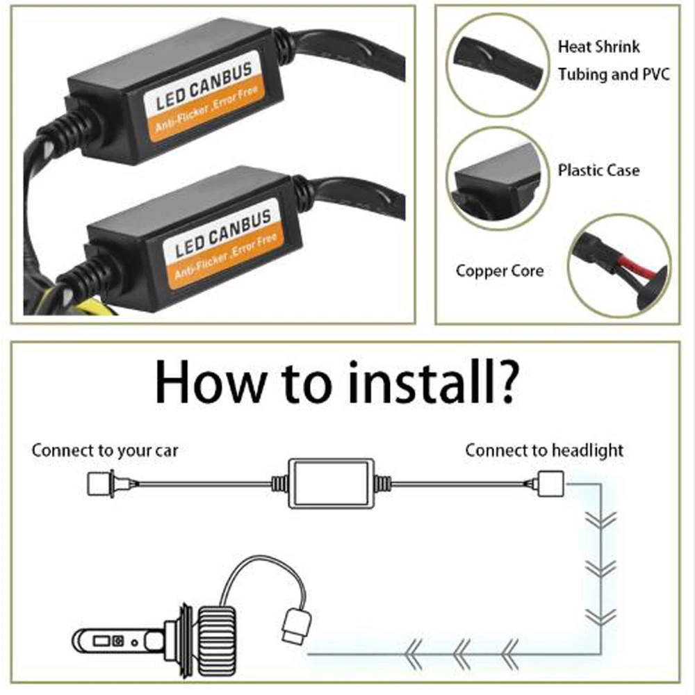 Mdata HB3 HB4 H4 H8 H11 H1 H7 светодиодный декодер фары CANBUS EMC Canceller Конденсатор анти-мерцание ошибок авто аксессуары