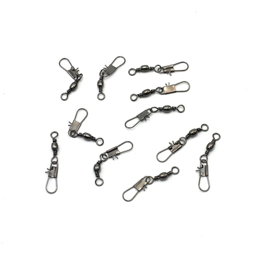 

50pcs/lot Fishing connectors swivels interlock snap fishing lure tackles winter fishing gear accessories Connector copper swivel