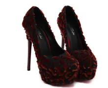 Größe 34-40 Sexy 16 cm High Heels Stilettos Frauen rotunterseiten pumpen Marke Pferdehaar Party Abendschuhe Plattform Sexy High Heels