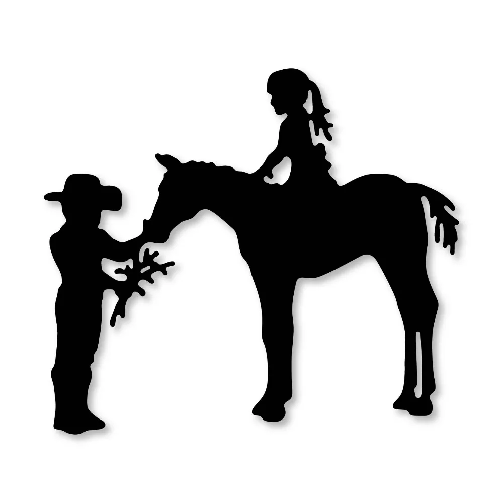 

Swovo Boy girl and horse Metal Cutting Dies Stencils For DIY Scrapbooking Paper Card Decorative Craft Embossing Die Cuts New
