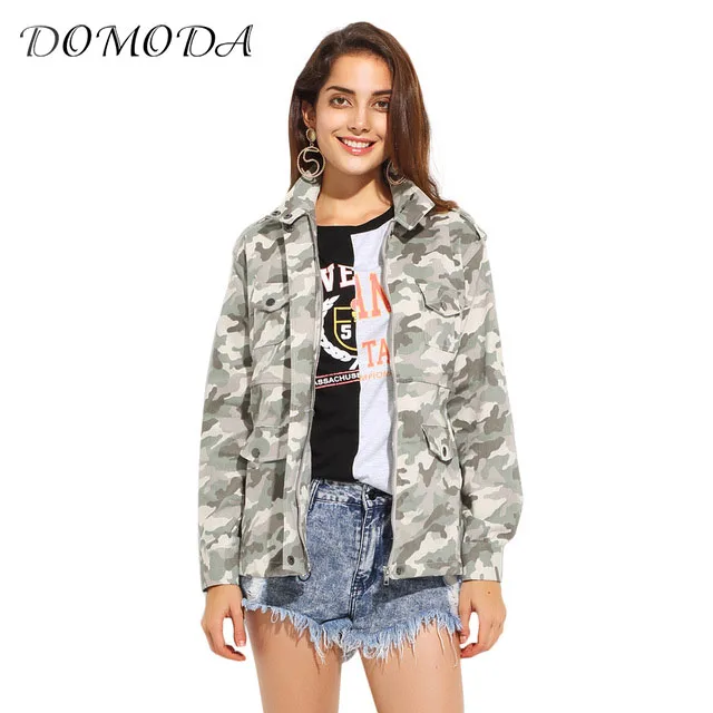 DOMODA 2017 Autumn Casual Chic Women Outwear Olive Green