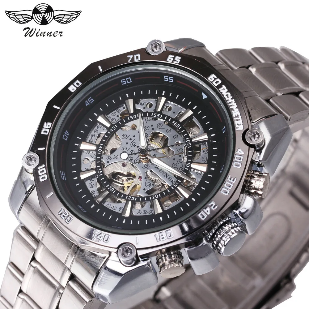 WINNER Men Russian Military Auto Mechanical Watch Stainless steel Band