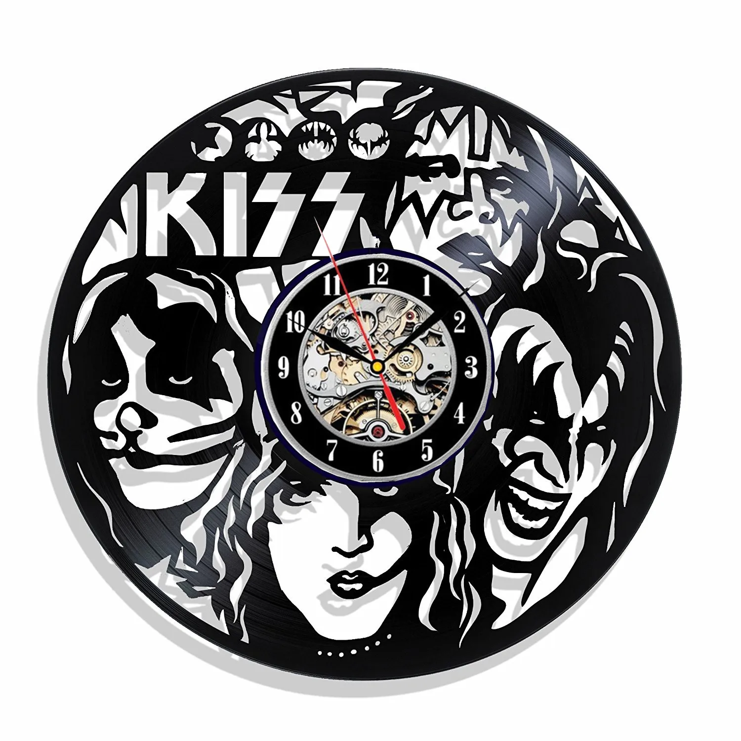 Виниловые часы KISS Rock Fan Gift настенные ручной работы подарок на день рождения