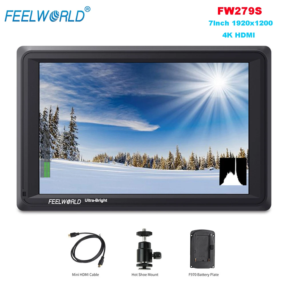 

Feelworld FW279S 7Inch 1920x1200 4K HDMI Input/Output 2200cd/m2 Daylight Viewable SDI Field Monitor for Cameras Camcorders DSLR