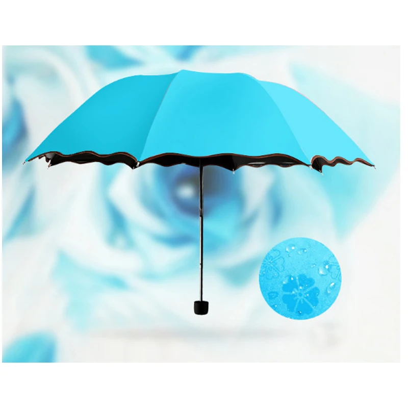 1pcs Change Color Three Folding Black Glue Umbrella Sun Guard