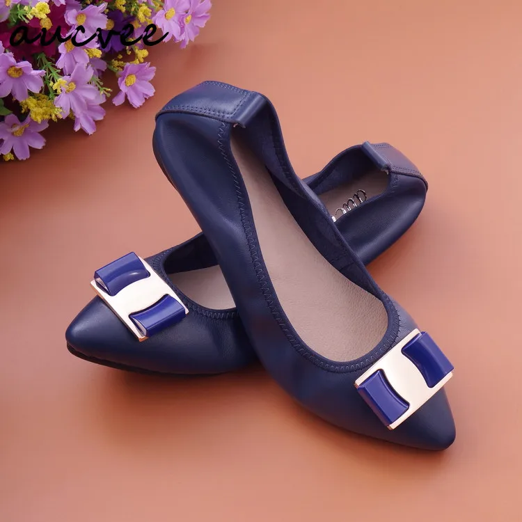 foldable leather ballet flats