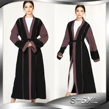 

Elegant adult Muslim Maxi Stitching Dress Trumpet Sleeve Abaya Long Robes Tunic Middle East Ramadan Arab Turkish Islamic Dresses