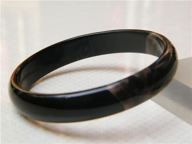 

FREE SHIPPING>>>@@ NEW 100% NATURAL CERTIFICATION GRADE BEAUTIFUL BLACK AGATE JADE BRACELET 70.5MM NEW