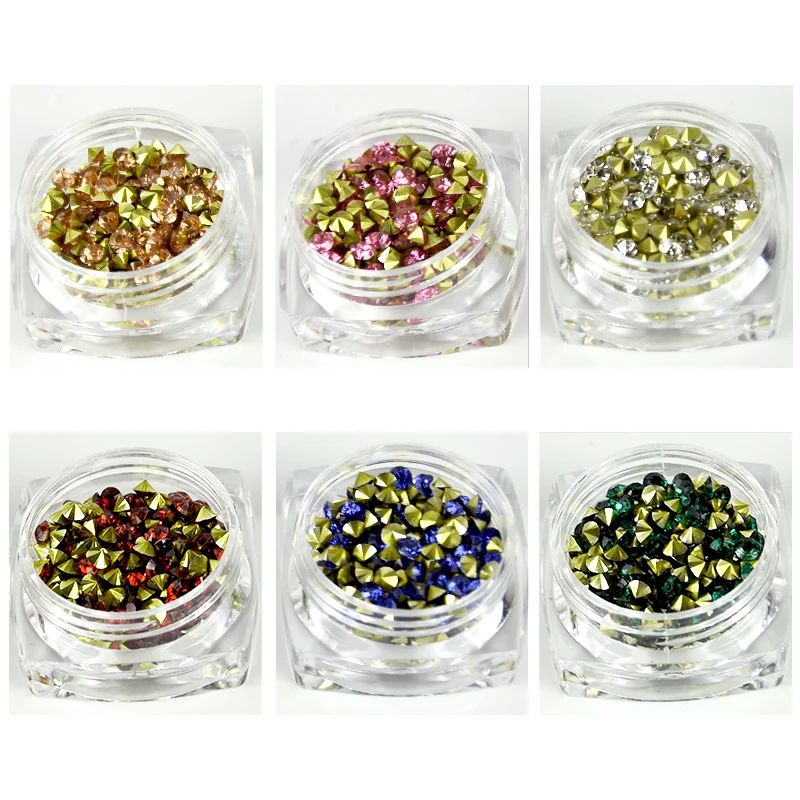 

6 Boxes /Lot Crystal Rhinestone Pointed back SS12 - 3MM Clear Crystal Foiled Nail Art Round Faceted Rhinestones Cabochon Decotio