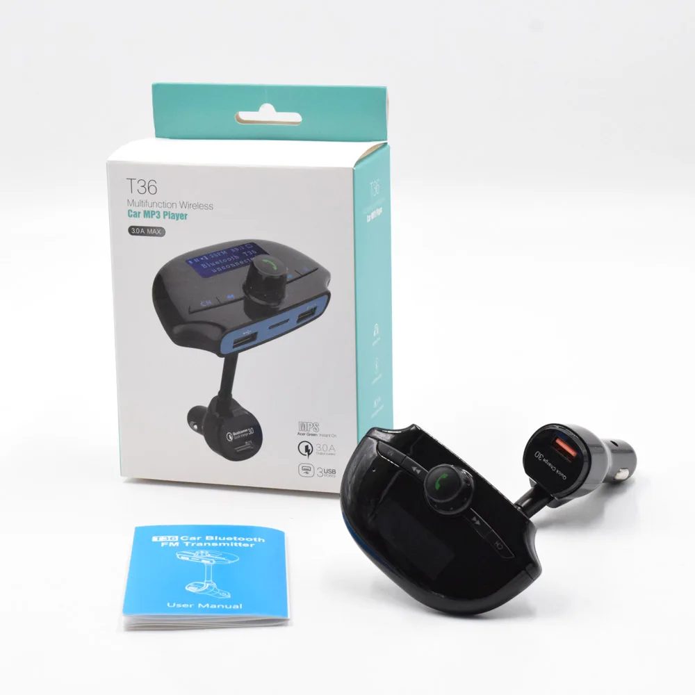 AGETUNR T36 Bluetooth Car Kit Handsfree Set FM Transmitter MP3 Music Player QC 3.0 Quick Charge, 3 USB Ports Support TF & U Disk AGETUNR T36 Bluetooth Car Kit Handsfree Set FM Transmitter MP3 Music Player QC 3.0 Quick Charge, 3 USB Ports Support TF & U Disk