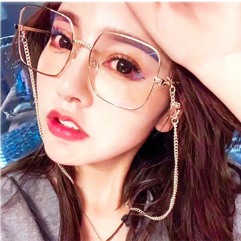 

Feishini 2019 Brand Myopia Big Face Eyeglasses frames Metal Glasses Clear Lens Vision Square Glasses Frame Women Vintage