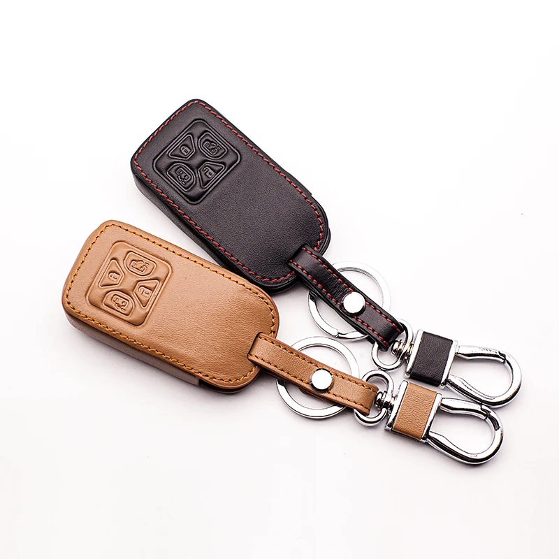 Кожаный Автомобильный чехол для ключей, автомобильный кошелек для Toyota Noah Mark X RAV4, оценка Corolla Yaris, 4 кнопки, безключевой, умный защитный чехол