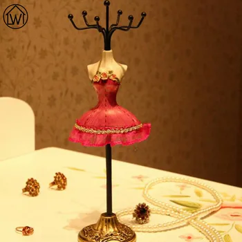 

Princess Lace Shirt Metal Jewelry Display Stand Necklac Showing Rack Earring Hanging Holder Bracelet Shelf ZAKKA Decoration Gift