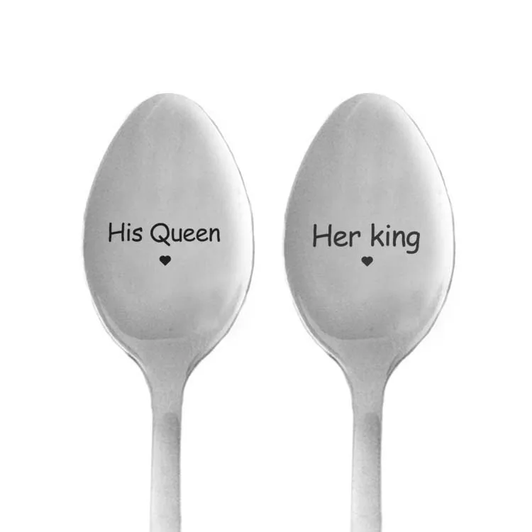 Подарок для друга подруги длинное ложка с буквами его Queen/ее король надписью Love