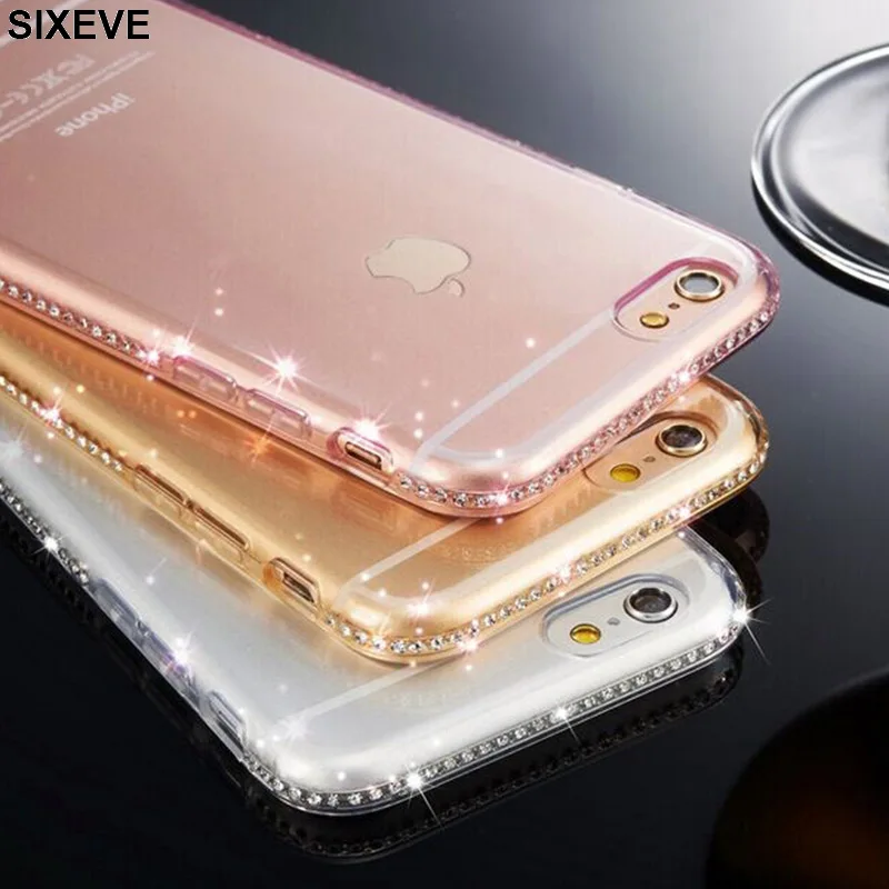 

Luxury Crystal Diamond Soft Silicone Case For iPhone 6 s 6S 7 7S iPhone 8 Plus X 10 XR XS Max 6Plus 6SPlus 7Plus 8Plus Cover TPU