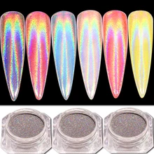 Лазерный блеск для ногтей павлин голографическое зеркало порошок Лазерная пыль дизайн ногтей порошок хромового пигмента DIY украшения