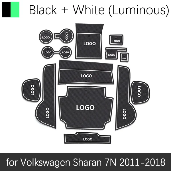 Противоскользящие резиновые ворота слот чашки коврик для VW T-ROC Tiguan Touran Sharan Teramont Altas Volkswagen аксессуары наклейки - Название цвета: White Sharan 11-18