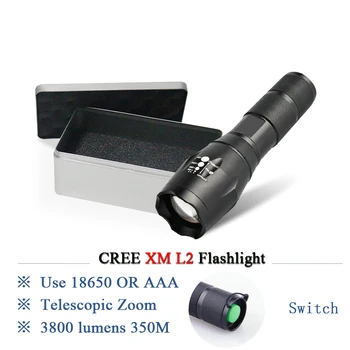 

most powerful mini LED flashlight zoom XML T6 L2 Portable backpack torch flashlight 18650 or AAA waterproof hunting lantern lamp