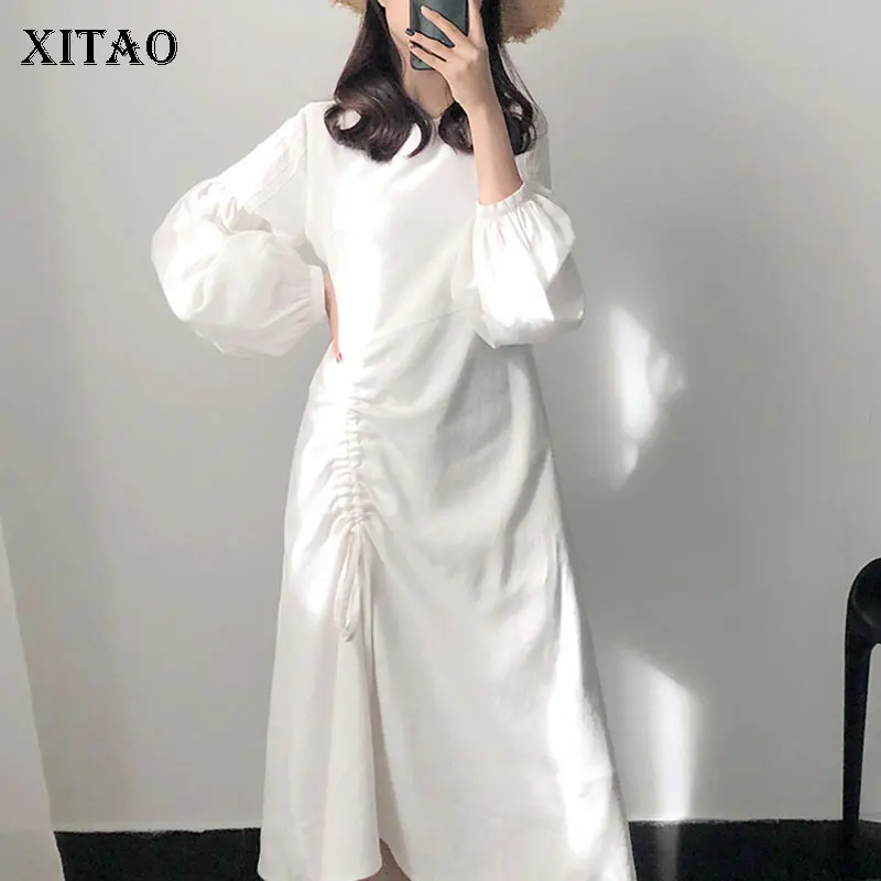 [XITAO] женское летнее платье 2019 корейская мода круглый вырез длинный рукав