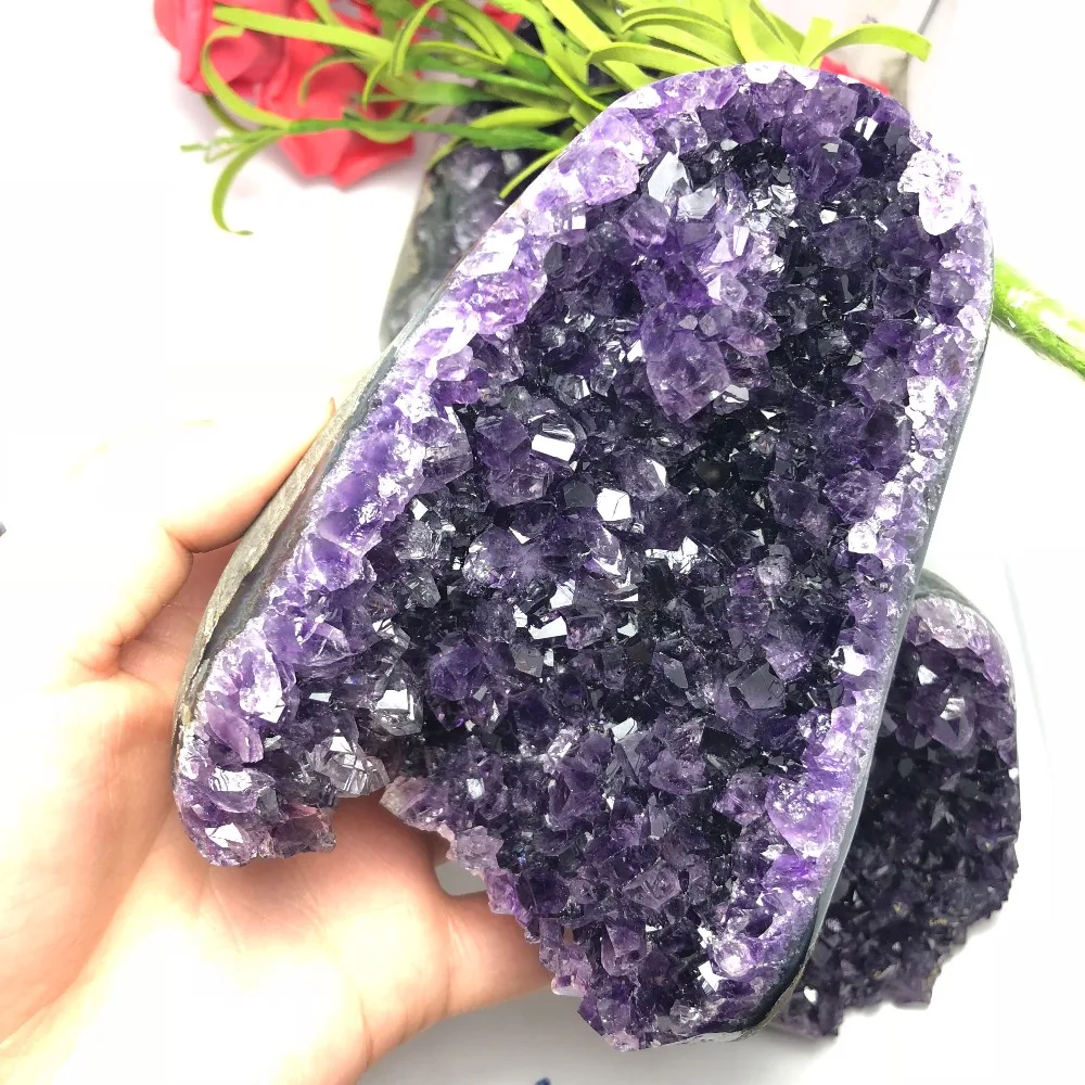 

Free Shipping Natural Amethyst clusters Amethyst hole ornaments wholesale cornucopia Amethyst Stone