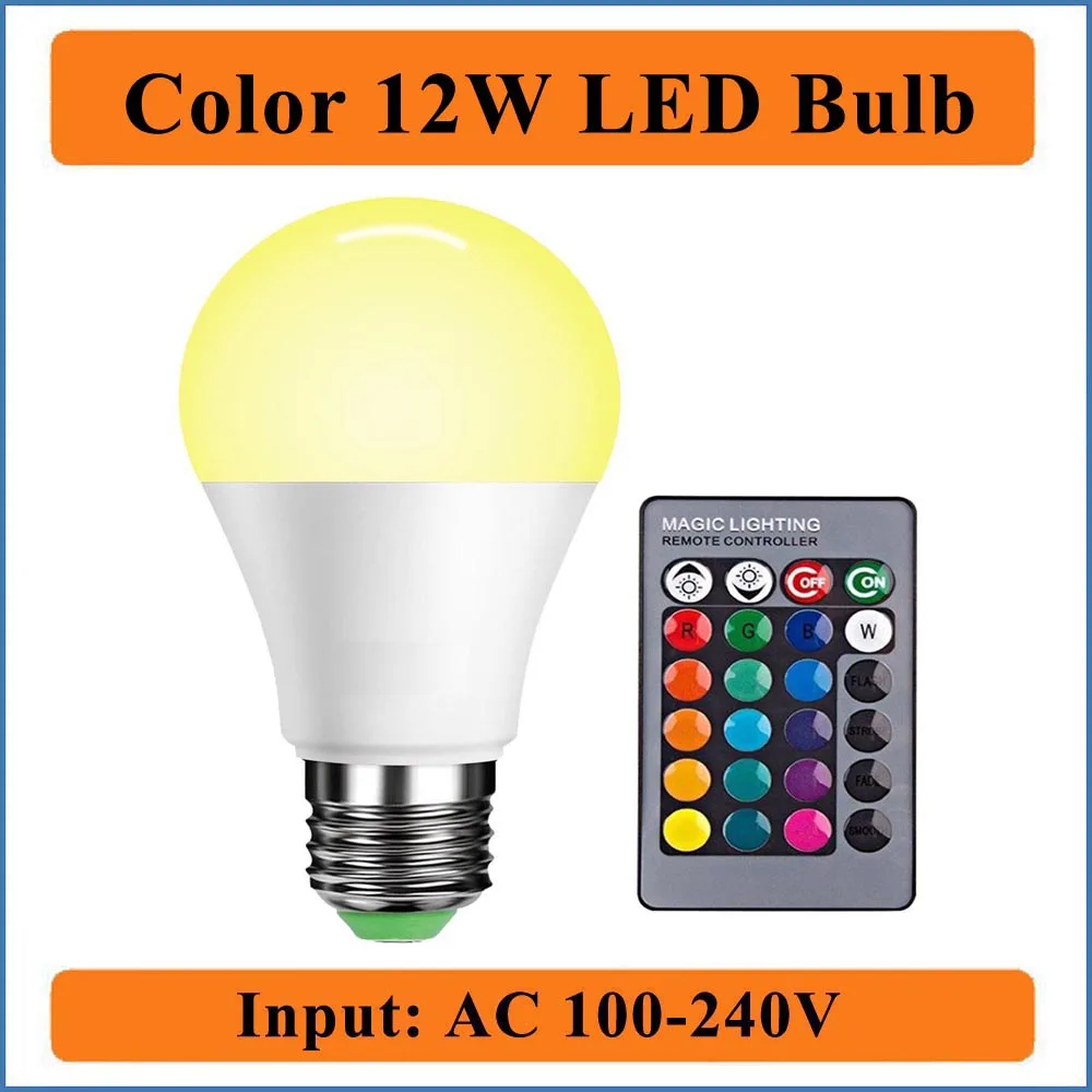 16 Color Changing RGB Magic Light Bulb Lamps 12W E27 Standard LED Input AC100-240V With Remote Controller | Лампы и освещение