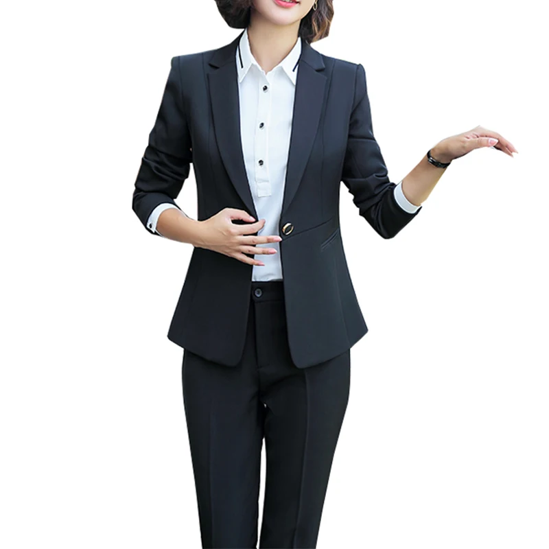 

Newest Winter Spring Elegant Office Lady Business Suits Female 2 Piece Sets Femme Long Sleeve Jacket and Trouser suits Plus 5XL