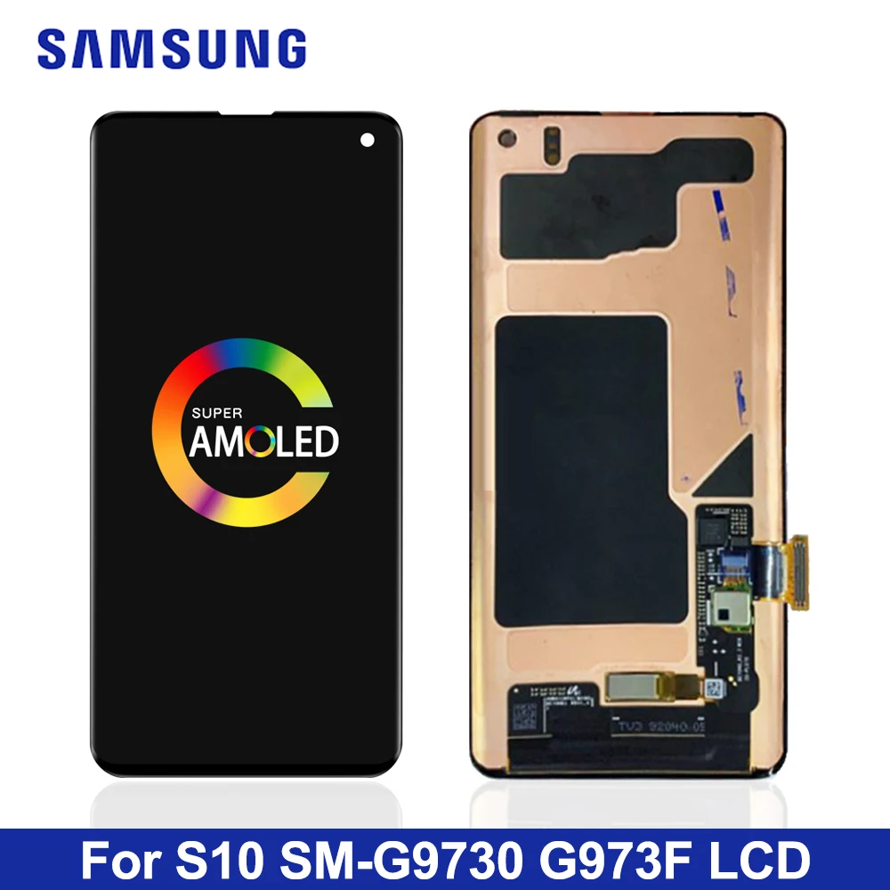 

ORIGINAL AMOLED Replacement LCD for SAMSUNG Galaxy S10 G9730F Display S10 2019 SM-G9730 Touch Screen Digitizer with Frame