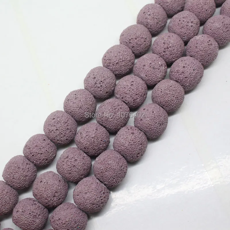 

Mini. order is $7! 14mm Purple Volcanic Lava Stone Round Loose Beads 15"