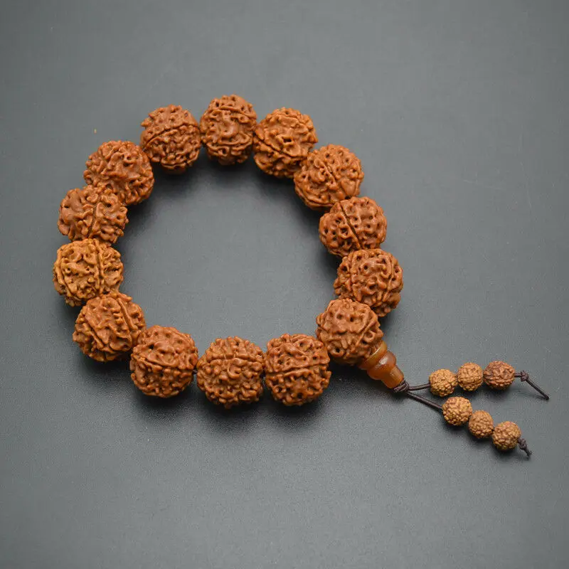18Mm Rudraksha Bodhi Perle Tonde Mala Preghiera Bracciali Da Uomo Regalo Gioielli