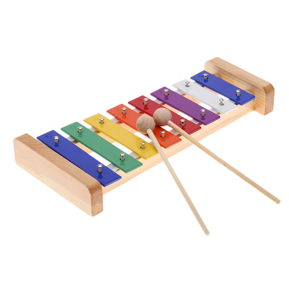

Colorful Wood Pine Xylophone 8-Note Musial Toy Instrument Aluminum Plate C Key Percussion Toddle Kid Music Educational Toys