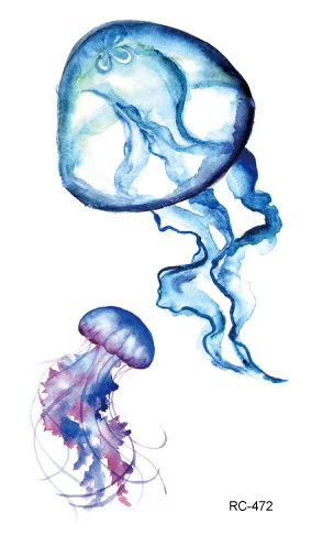 

tattoo stickers Jellyfish 10.5*6cm water color blue 3d clearly fashion men and women body stickers