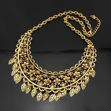 Богемное дизайнерское винтажное Макси-ожерелье, женское модное колье, металлический цветок, лист, массивное ожерелье, подвески, ювелирное ожерелье, большое