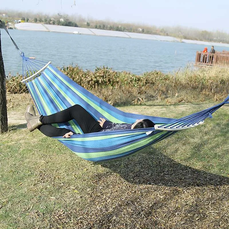 Outdoor Furniture Canvas Fabric Double Wood Spreader Bar Stick Hammock Tent Outdoor Camping Swing Hanging Two-person Hammock Bed Outdoor Furniture Canvas Fabric Double Wood Spreader Bar Stick Hammock Tent Outdoor Camping Swing Hanging Two-person Hammock Bed