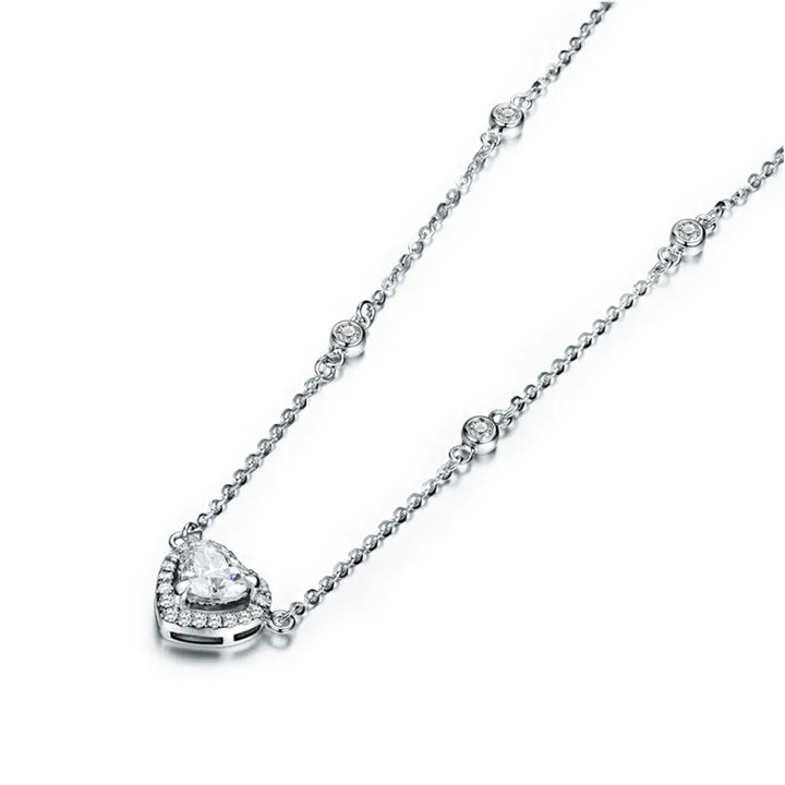 ZOCAI Романтический Сердце натуральным 0.44 ct certified diamond Цепочки и ожерелья белый 18 К золото(au750) подарок Цепочки и ожерелья d04729