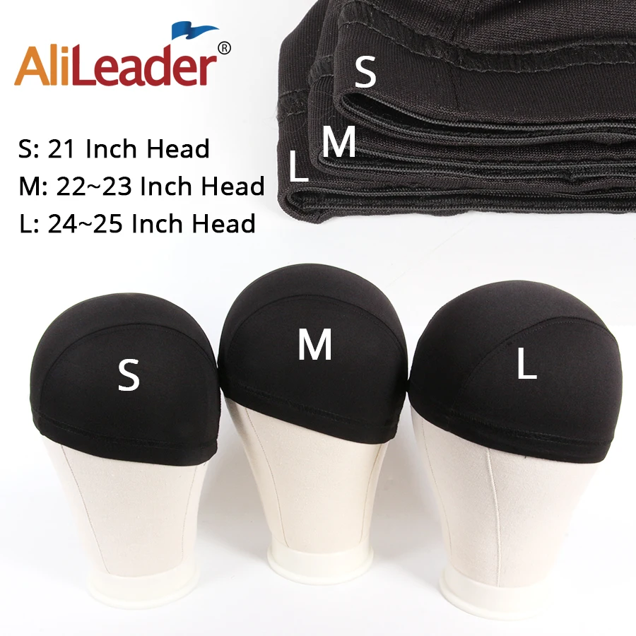 

AAlileader Wholesale 12Pcs/Lot Small Medium Large Dome Wig Cap For Wig Making Nylon Stocking Cap Black Beige Color Available